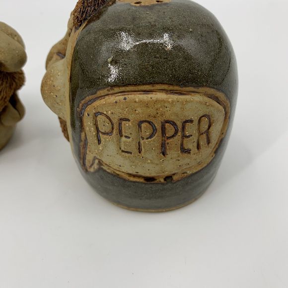 Vintage cat jarosz pottery funny face pottery 3D Salt Pepper Shakers 1984 - Picture 6 of 16